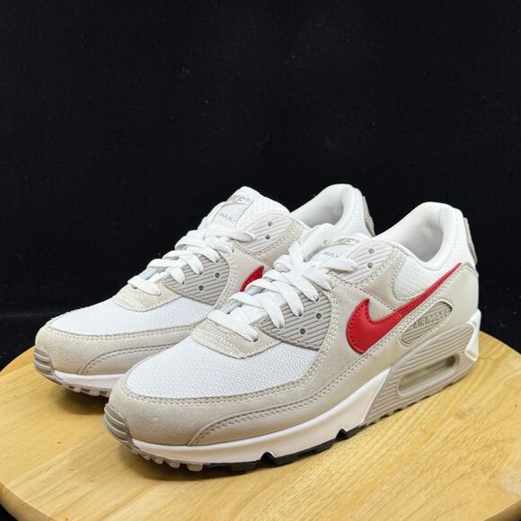 Nike Air Max 90 'White Grey University Red' DM0029-113 Men's Size 9.5 Shoes - Picture 2 of 10